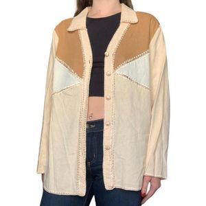 CREAM & BEIGE BUTTON UP BLOUSE